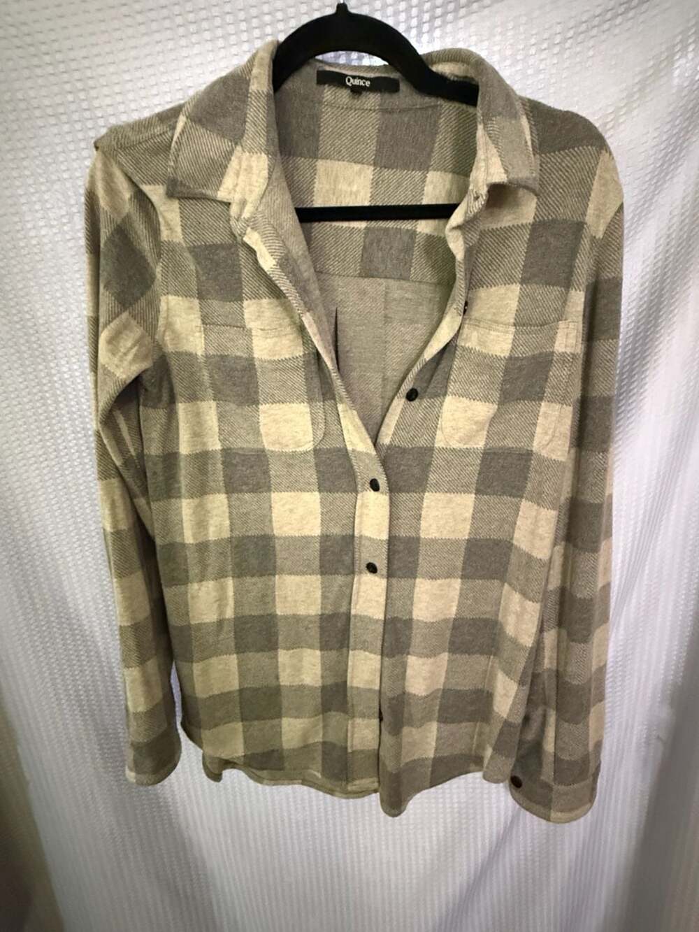 Quince Grey Buffalo Check Flannel Shirt Size S